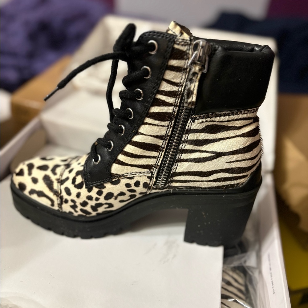 Aldo Black and Cream Lace-Up Boots